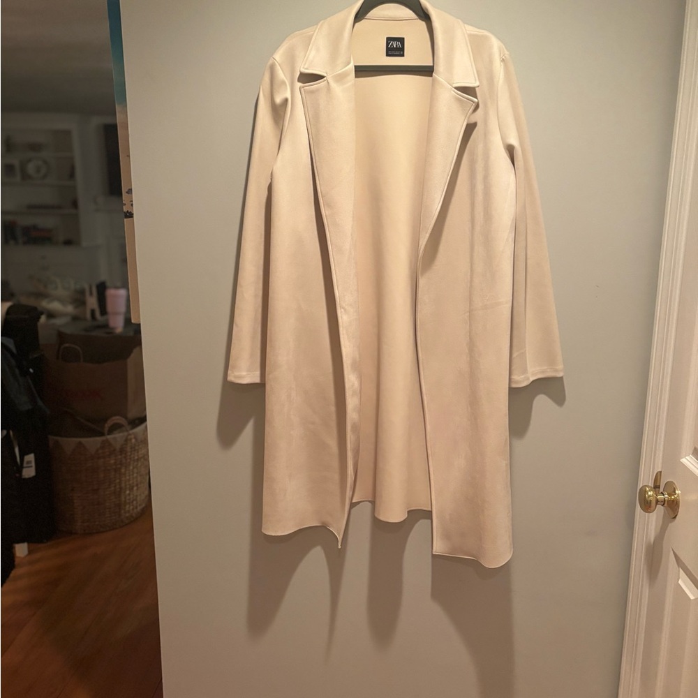 Zara open front faux suede jacket - size large